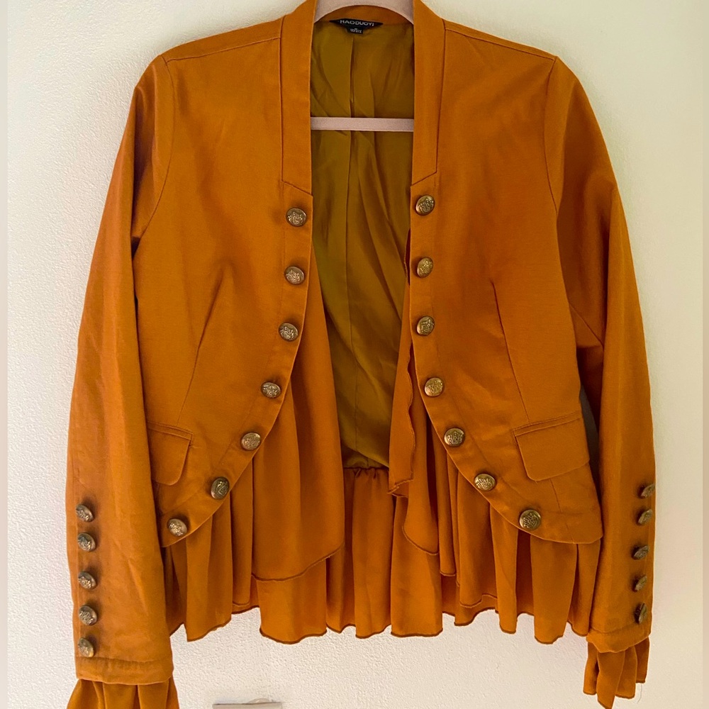 HAODUOYI Women's Rust Color Buttoned Blazer Size M